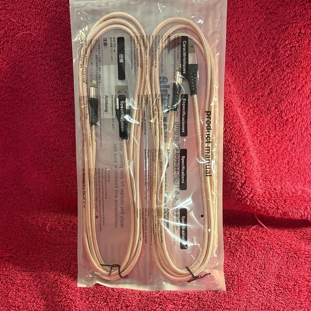 NEW 6ft IPhone Nylon Braided Lightening charging cable in PINK